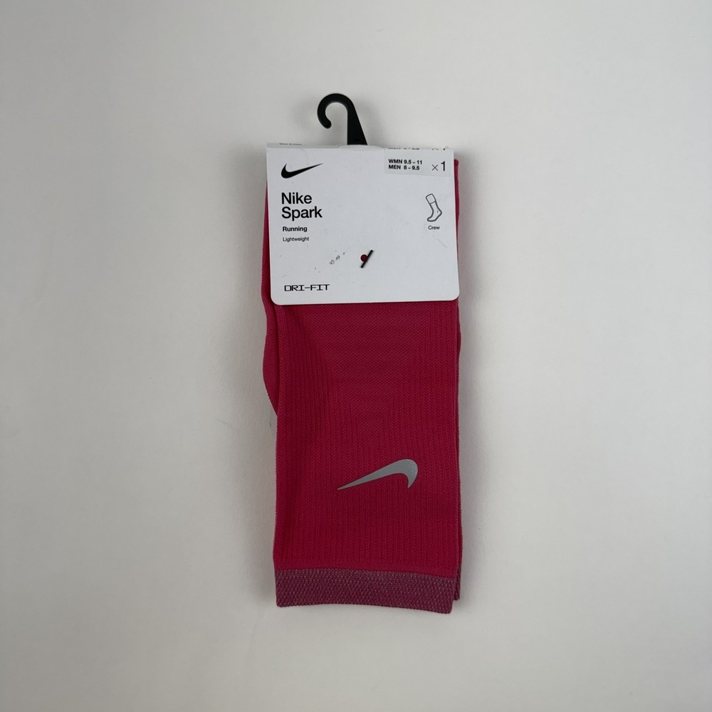 New Womens Nike Spark Lightweight Pink Running Crew Socks Size 9.5-11